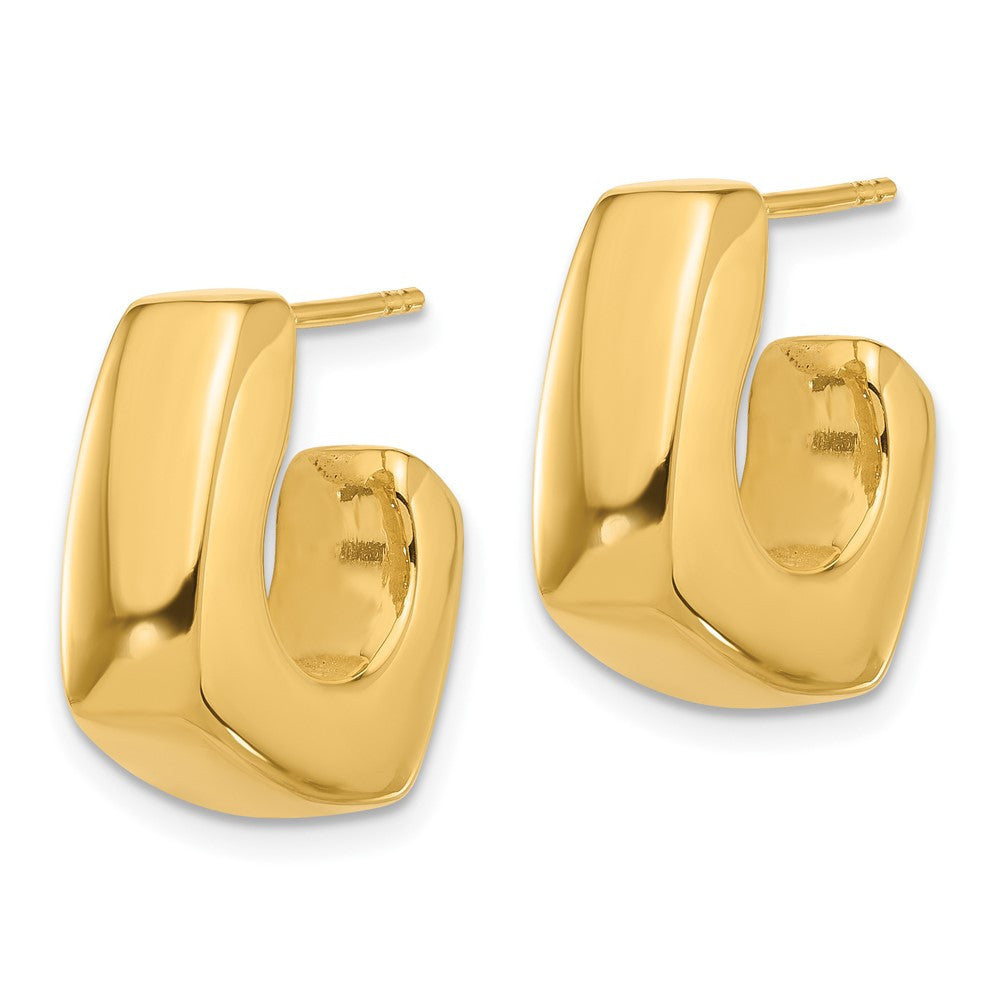 14k Yellow Gold Polished Square J-Hoop Earrings