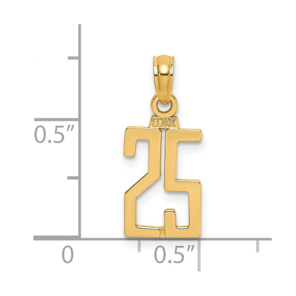 14k Yellow Gold Polished Number 25 Pendant