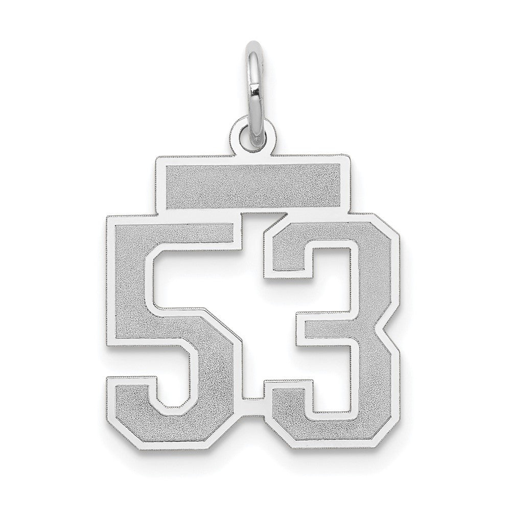 14k White Gold Small Satin Number 53 Charm Pendant