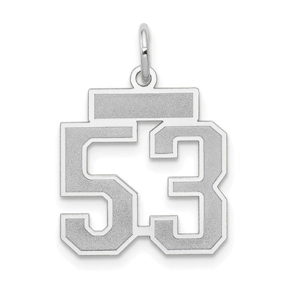 14k White Gold Small Satin Number 53 Charm Pendant