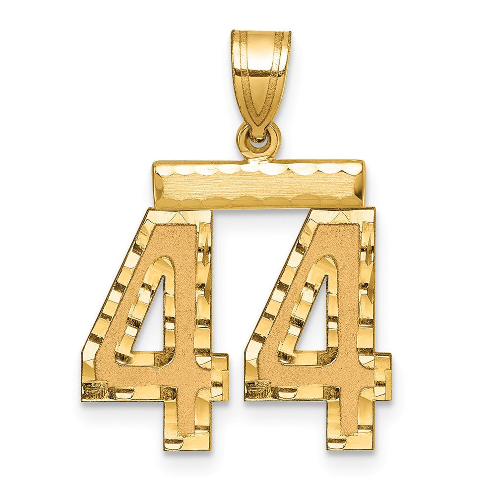 14k Yellow Gold Medium Diamond-cut Number 44 Charm Pendant