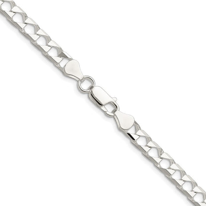 Sterling Silver 5.75mm Diamond-Cut Square Curb Chain Necklace 22"