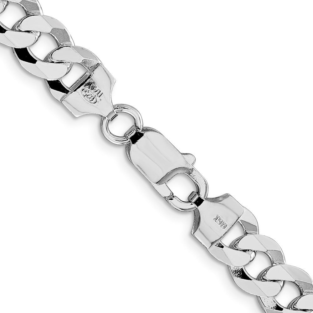 Sterling Silver Rhodium-plated 8.5mm Flat Curb Chain Necklace 30"