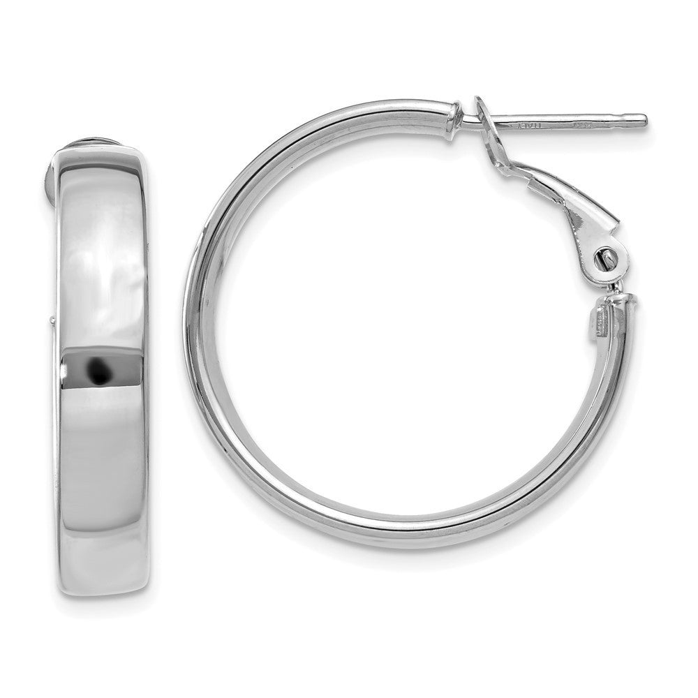 14k White Gold Omega Back Hoop Earrings