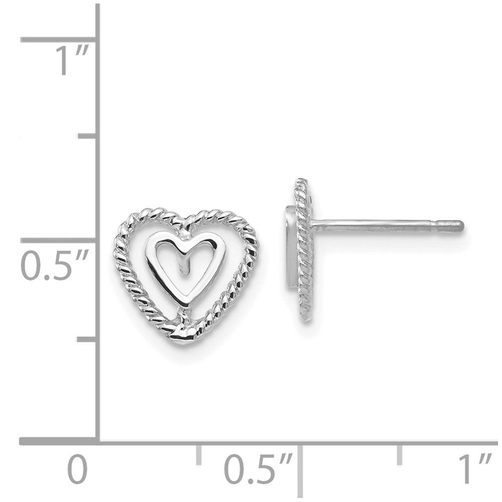 14k White Gold Heart Stud Earrings