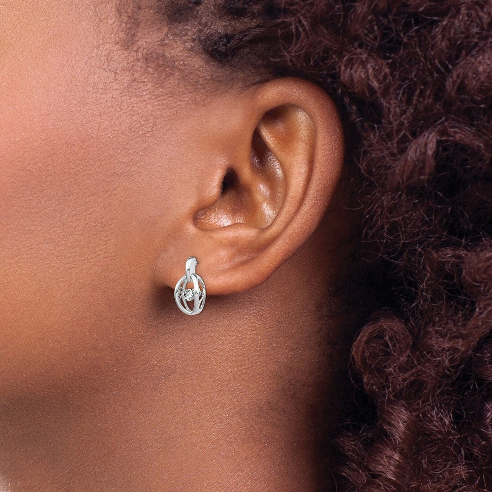 Sterling Silver Rhodium CZ Birthstone Vibrant Dangle Earrings