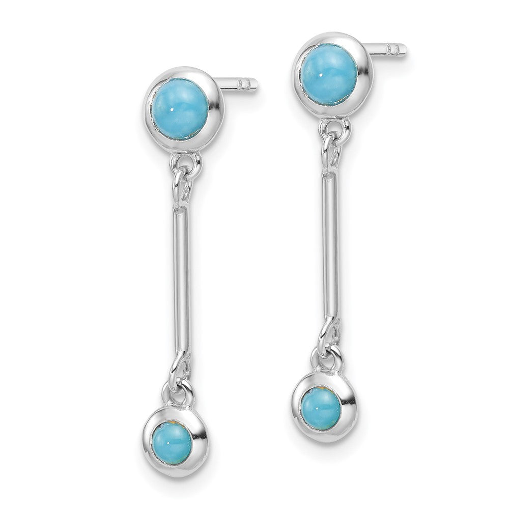 Sterling Silver Rhodium-plated Turquoise Dangle Earrings
