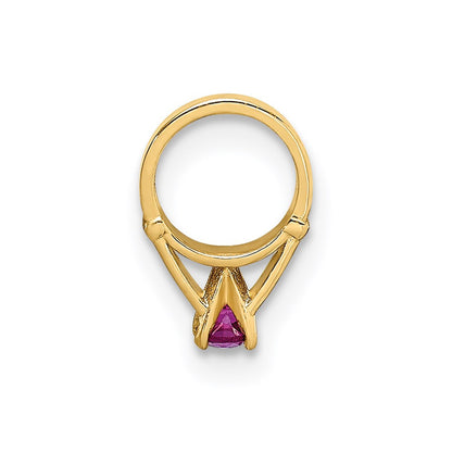 14k Yellow Gold 3D Ring with Dark Pink CZ Charm Pendant