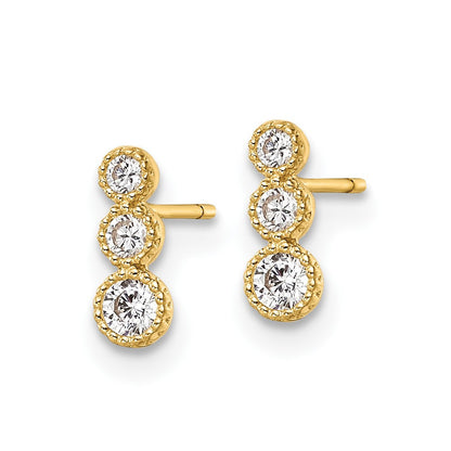 14k Yellow Gold CZ Dangle Earrings