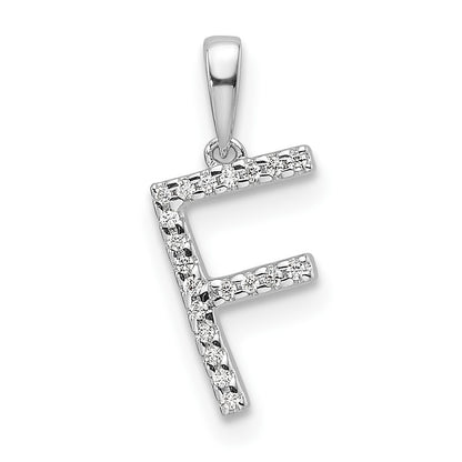 14k White Gold Diamond Letter F Initial Pendant