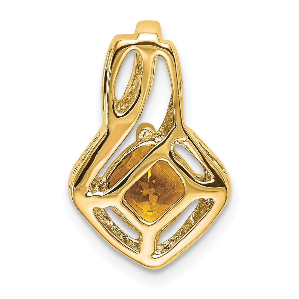 14k Yellow Gold Citrine and Diamond Pendant
