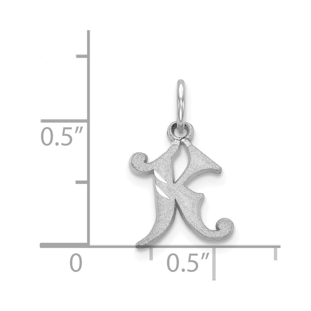 14k White Gold Diamond-cut Letter K Initial Charm Pendant
