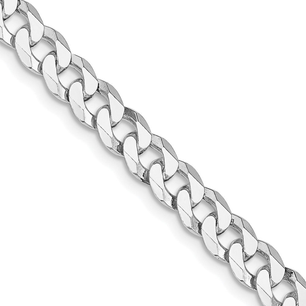 Sterling Silver Rhodium-plated 6mm Beveled Curb Chain Necklace 22"