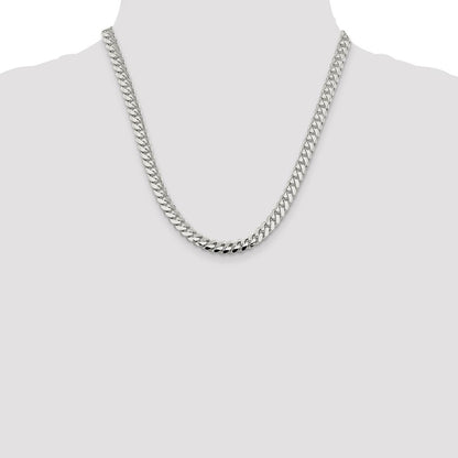 Sterling Silver 7.0mm Polished Domed Curb Chain Necklace 20"