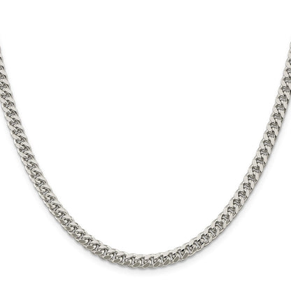 Sterling Silver 5mm Domed w/ Side Diamond-Cut Curb Chain Necklace 24"