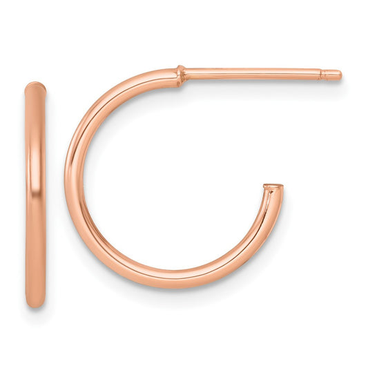 14k Rose Gold Polished 1.5 x 16mm Solid C-Hoop Earrings