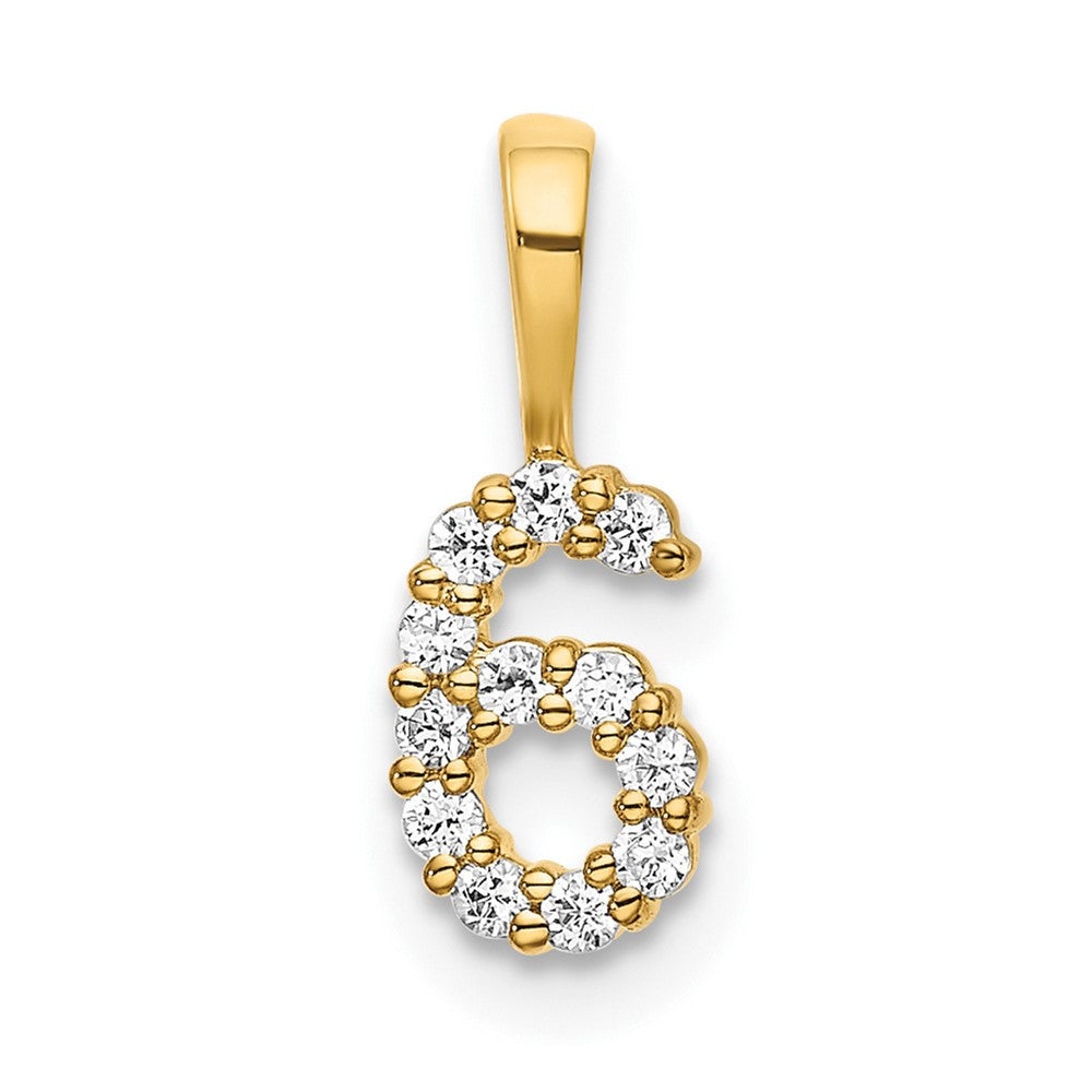 14k Yellow Gold Diamond Number 6 Pendant