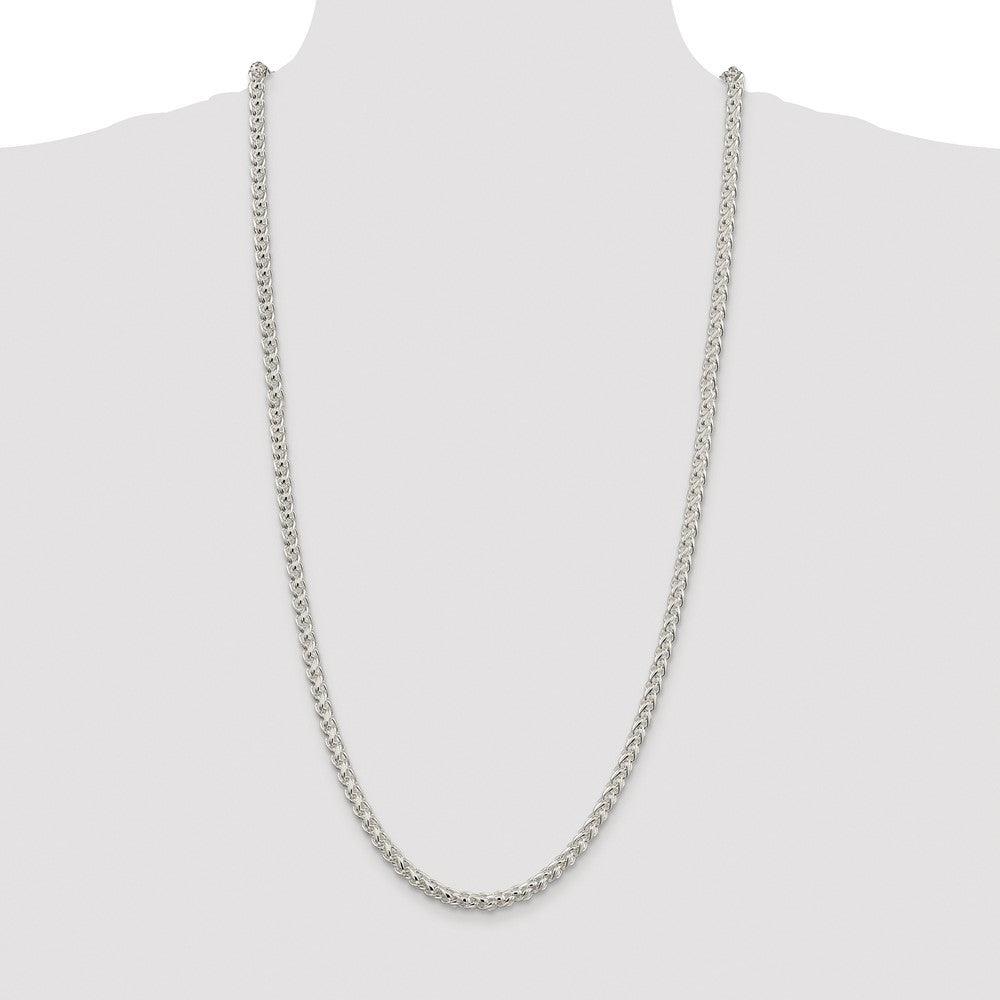 Sterling Silver Rhodium-plated 5mm Round Spiga Chain Necklace 30"