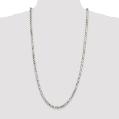 Sterling Silver Rhodium-plated 5mm Round Spiga Chain Necklace 30"