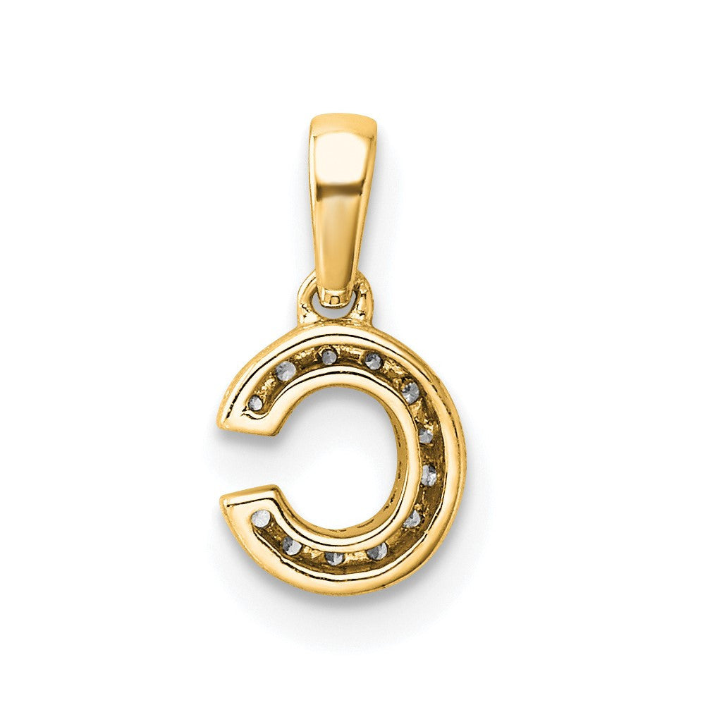 14k Yellow Gold Diamond Letter C Initial with Bail Pendant