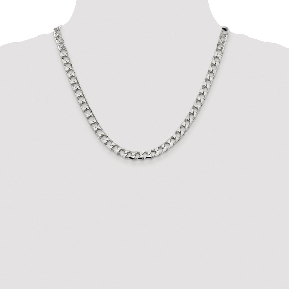 Sterling Silver Rhodium-plated Diamond-Cut Square Curb Chain Necklace 20"