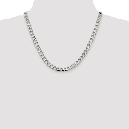 Sterling Silver Rhodium-plated Diamond-Cut Square Curb Chain Necklace 20"