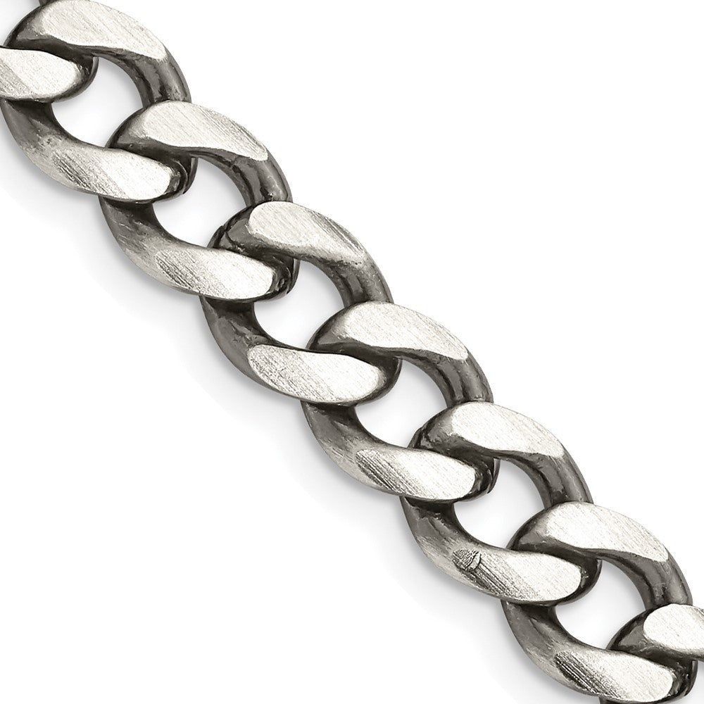 Sterling Silver Antiqued 7.5mm Curb Chain Necklace 18"