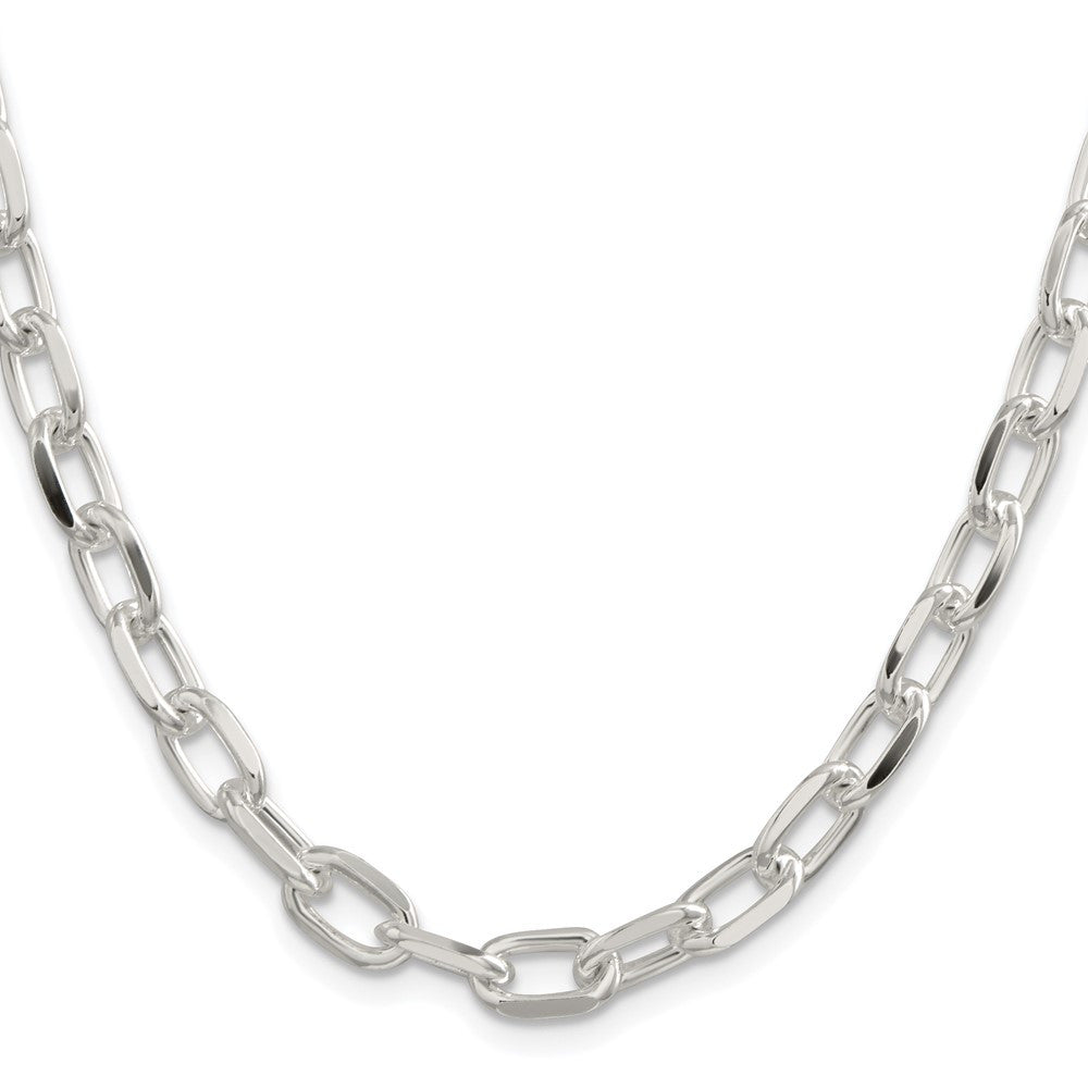 Sterling Silver 7.5mm Diamond-cut Long Link Cable Chain Necklace 20"