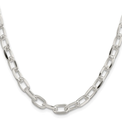 Sterling Silver 7.5mm Diamond-cut Long Link Cable Chain Necklace 20"