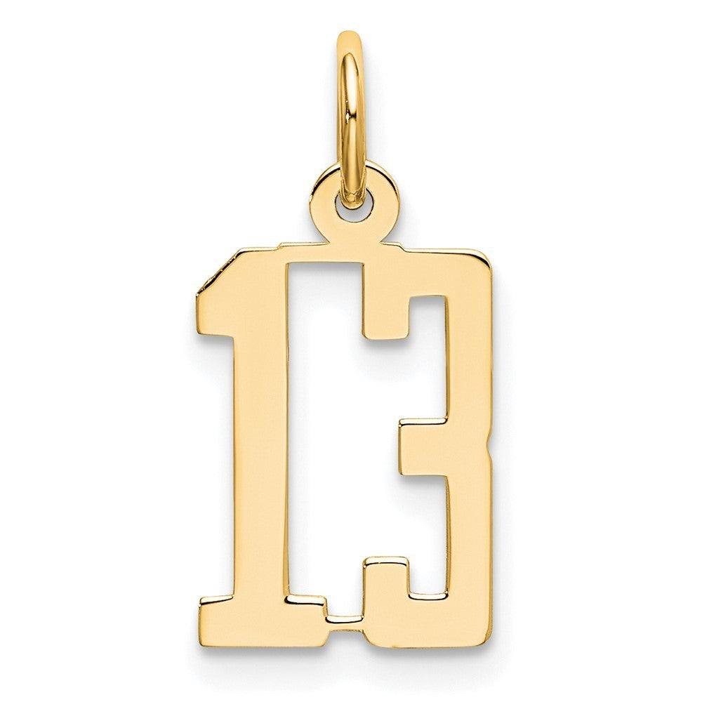 14k Yellow Gold Small Elongated Number 13 Charm Pendant