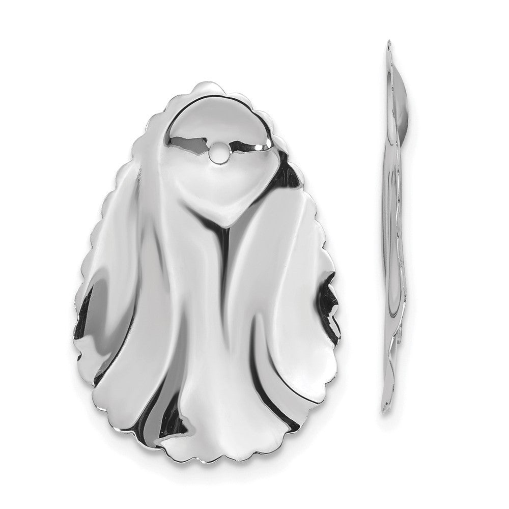 14k White Gold Polished Hammered Oval Earring Jackets