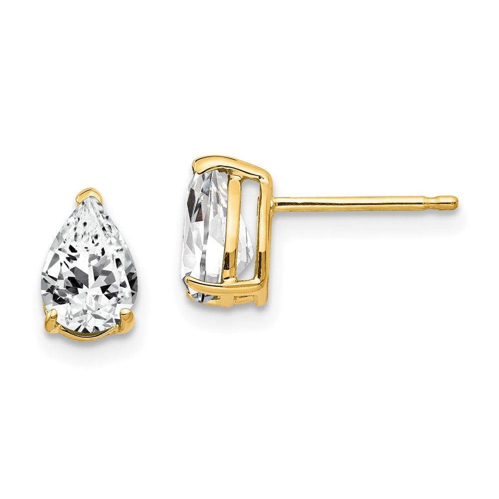 14k Yellow Gold 7x5mm Pear Cubic Zirconia Stud Earrings