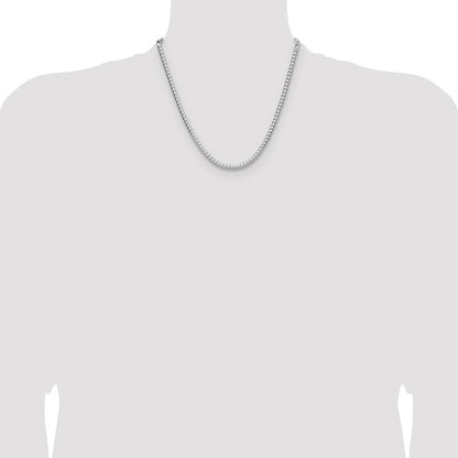 Sterling Silver 4.0mm Diamond-Cut Square Franco Chain Necklace 20"