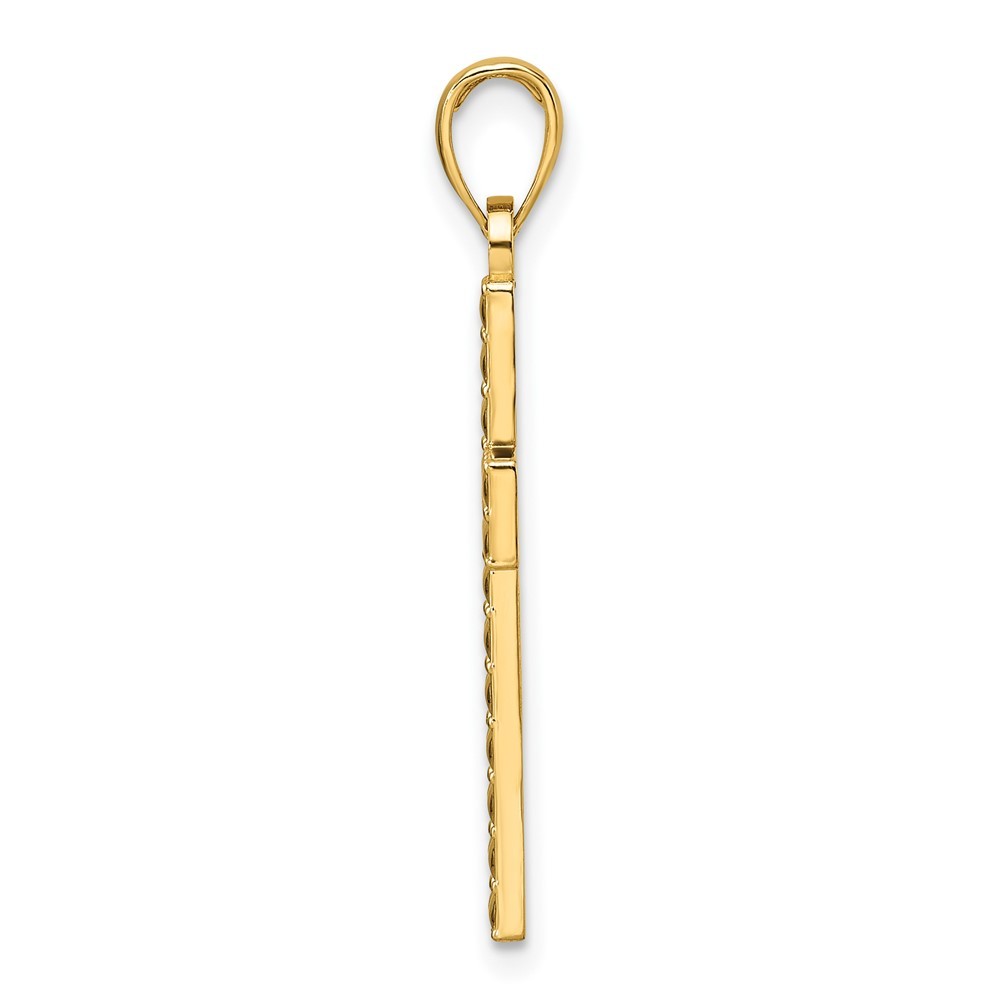 14k Yellow Gold Polished & Textured Cross Pendant