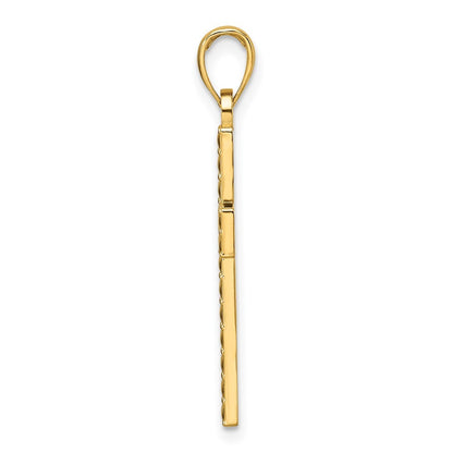 14k Yellow Gold Polished & Textured Cross Pendant