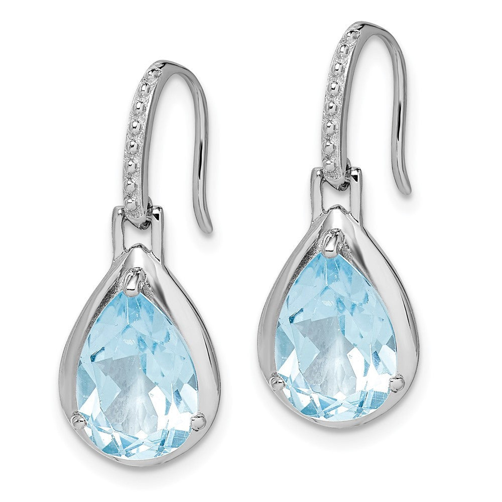Sterling Silver Rhodium-plated Blue Topaz Tear Dangle Earrings