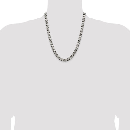 Sterling Silver Antiqued 7.5mm Curb Chain Necklace 22"