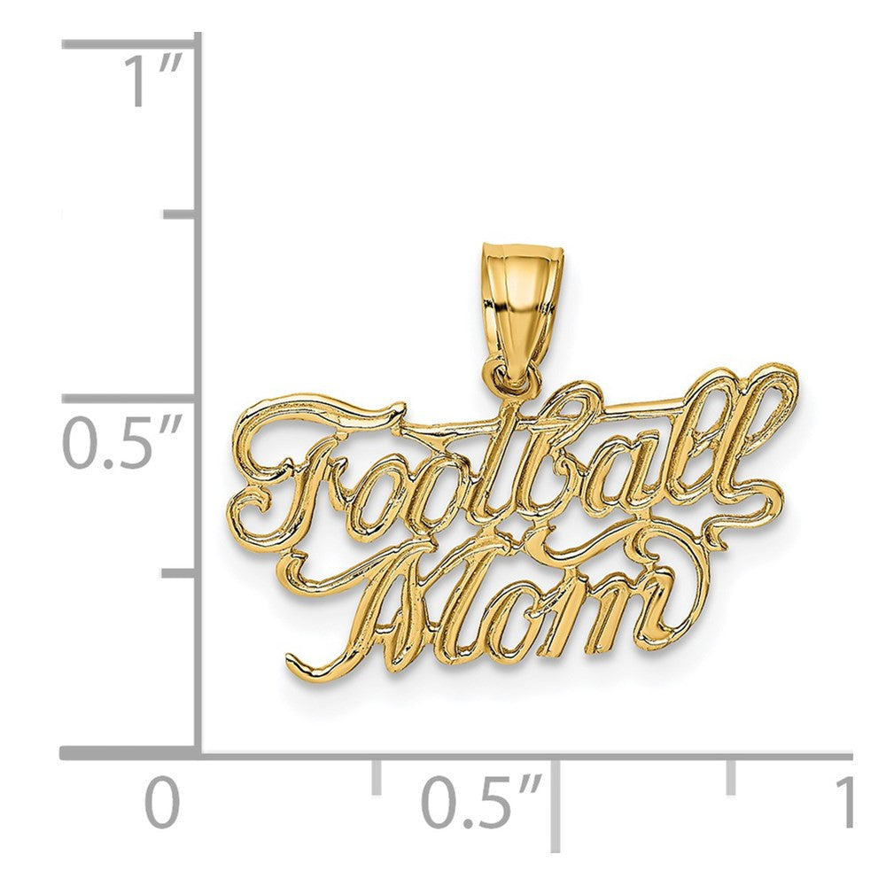14k Yellow Gold FOOTBALL MOM Charm Pendant