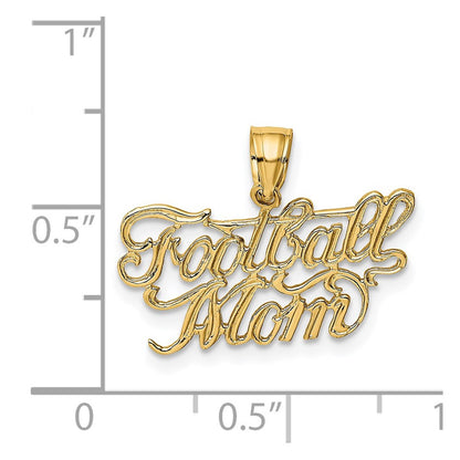 14k Yellow Gold FOOTBALL MOM Charm Pendant