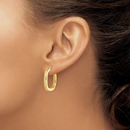 14k Yellow Gold Square Tube Hollow Hoop Earrings