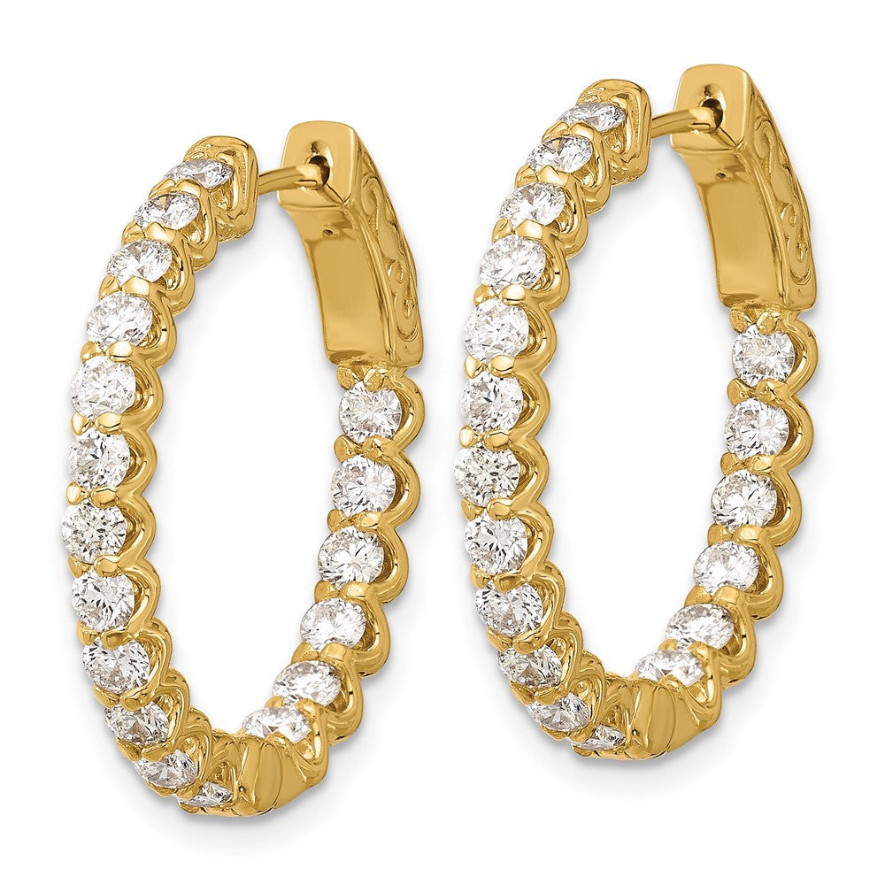 14k Yellow Gold 2.1ct  Diamond In Out Oval Hoop Earrings