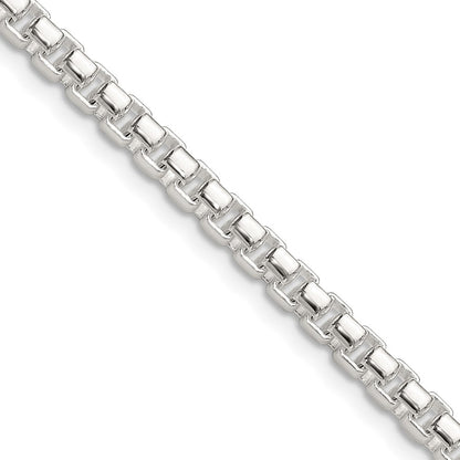 Sterling Silver Polished 4mm Round Box Chain Necklace 20"
