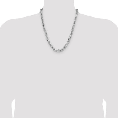 Sterling Silver 7mm Diamond-Cut Figarope Chain Necklace 22"