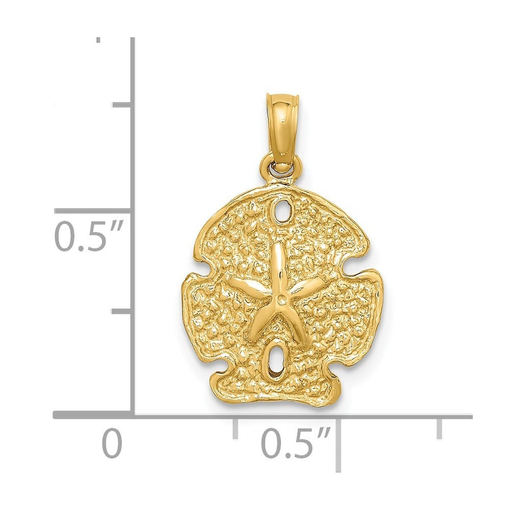 14k Yellow Gold Polished Sand Dollar Charm Pendant