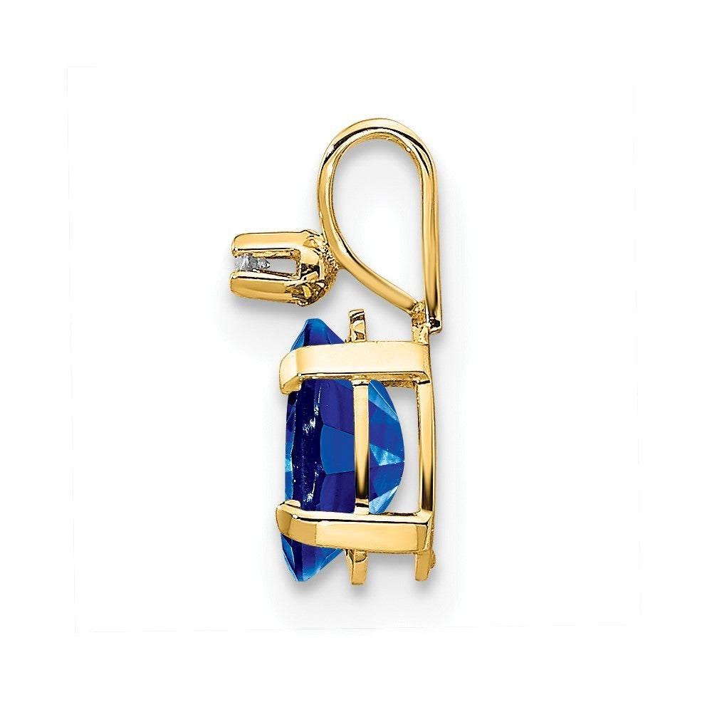 14k Yellow Gold Diamond & Sapphire Birthstone Pendant