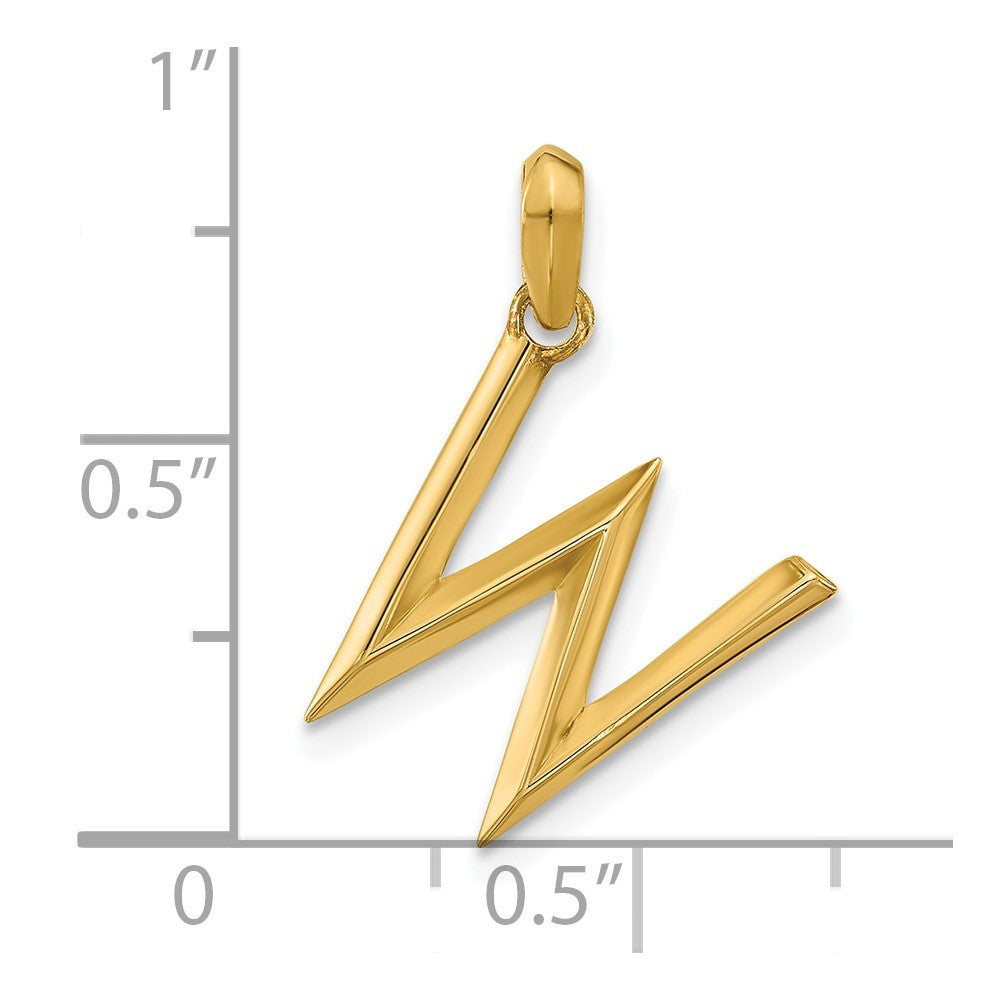 14k Yellow Gold Fancy Letter W Initial Pendant