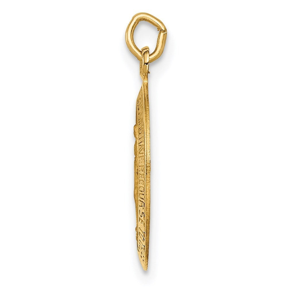 14k Yellow Gold Solid Polished/Satin Small Oval Miraculous Medal