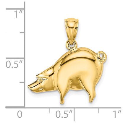 14k Yellow Gold Polished Pig Charm Pendant