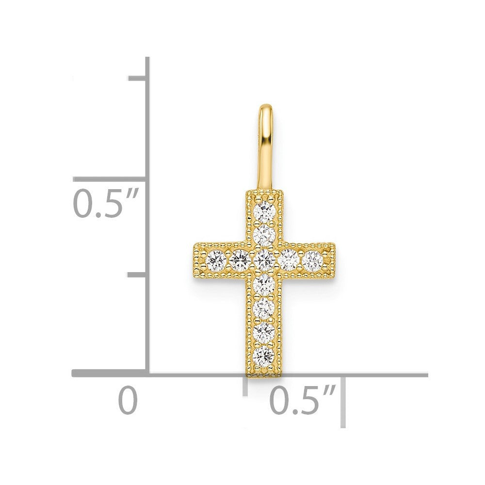 14k Yellow Gold CZ Cross Pendant