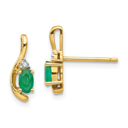 14k Yellow Gold Emerald and Diamond Drop & Dangle Earrings